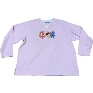 VTG Disney Women's 22/24W Pink Fleece Sweatshirt Tigger Pooh Eeyore Best Friends